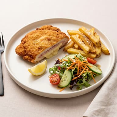 Serviervorschlag: Hähnchen-Cordon-Bleu
